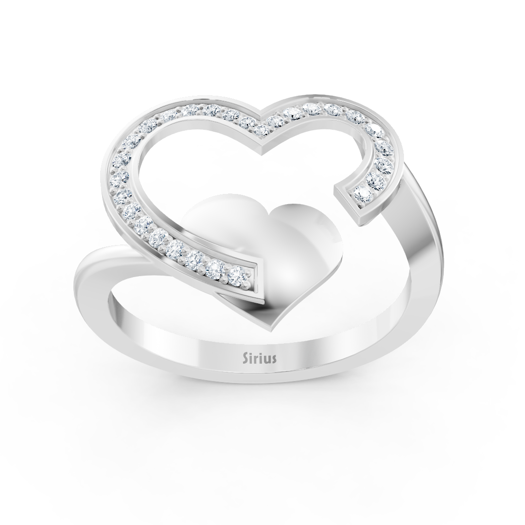 Offener Weißgold-Ring mit Herz-Design und labordiamanten - hochwertiger Schmuck von Rosy Lab Diamonds