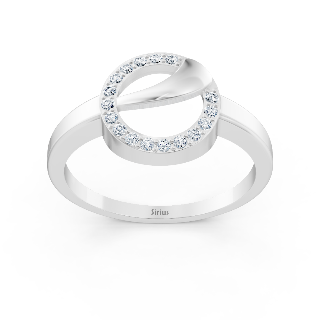 14K Beyaz Altın'dan modern daire pırlanta yüzük - Rosy Lab Diamonds'tan yüksek kaliteli Mücevher