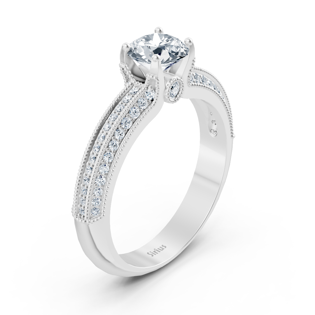 Magnificent white gold ring with brilliant pavé and central lab diamond