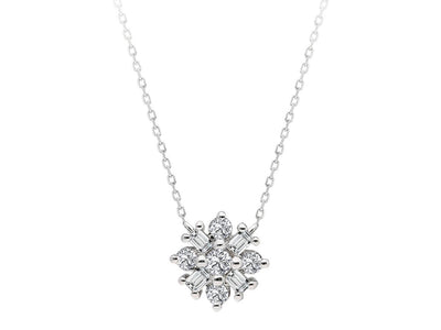 Capella necklace with baguette and round diamonds in 14K white gold – 23P0055