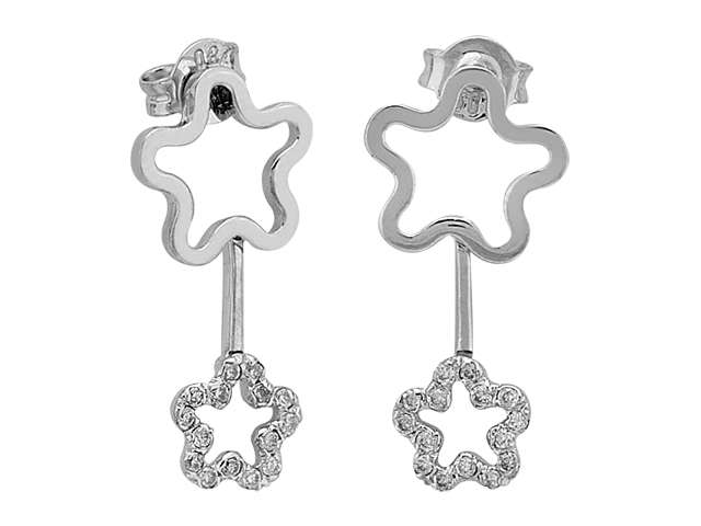 Verspielte Blumenohrringe mit 30 Diamanten – 8K Gold