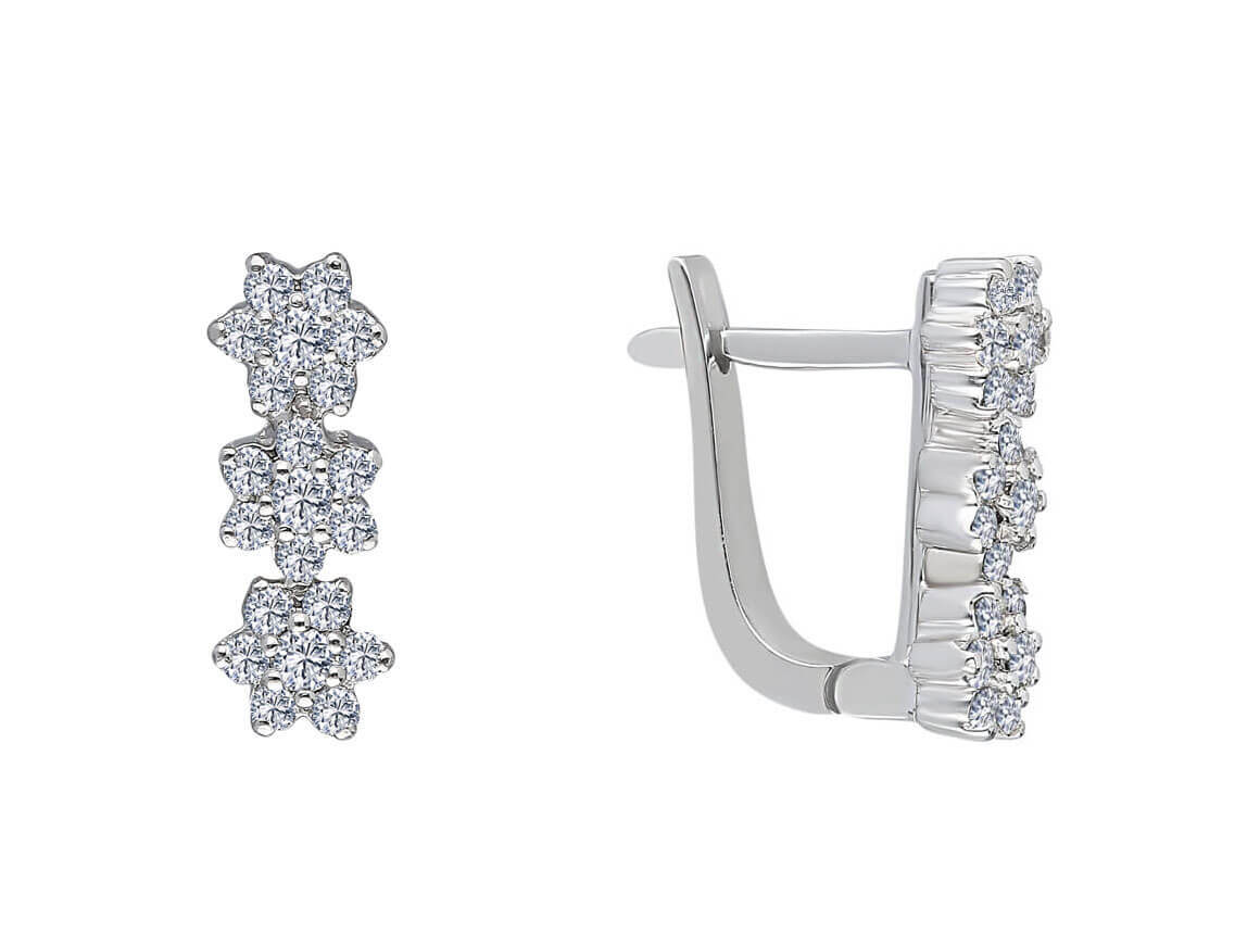 أقراط زهرية مرصعة بـ42 ماسة - ذهب عيار 8 آلاف - مجوهرات فاخرة من Rosy Lab Diamonds