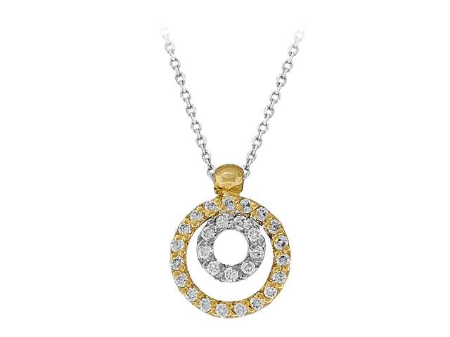 14 ayar altından 28 laboratuvar elmaslı iki renkli dairesel kolye - Rosy Lab Diamonds’tan yüksek kaliteli Mücevher