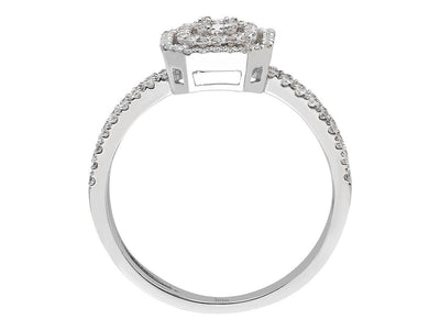 Weißgold Ring mit 3 Baguette- und 90 runden Diamanten – 0,41 Karat
