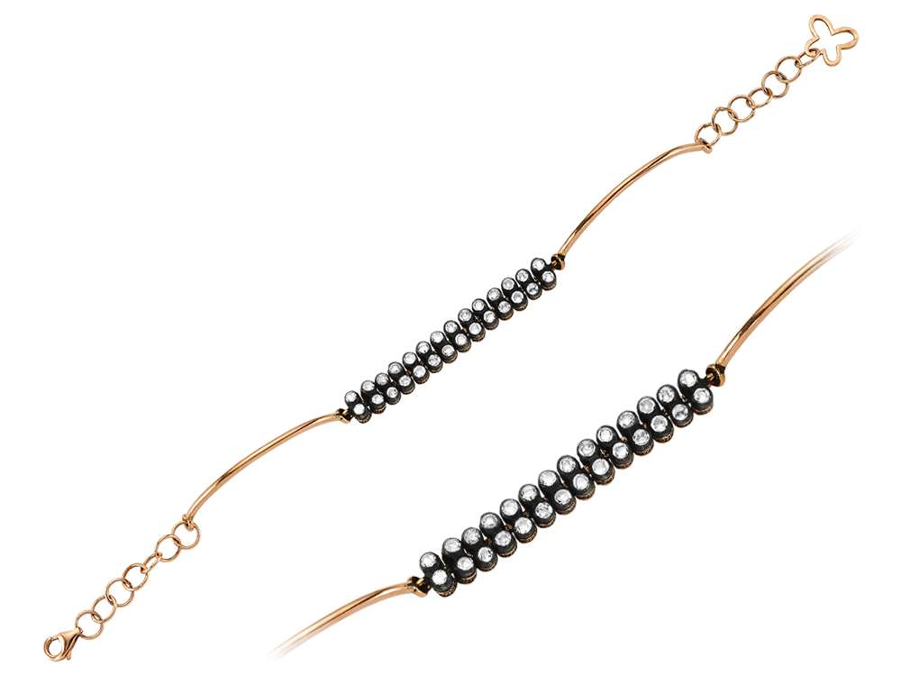 Bracelet à double rangée de diamants Elmas, 0,68 ct, Or Rose 8 carats | 82B0002 - Bijoux haut de gamme de Rosy Lab Diamonds