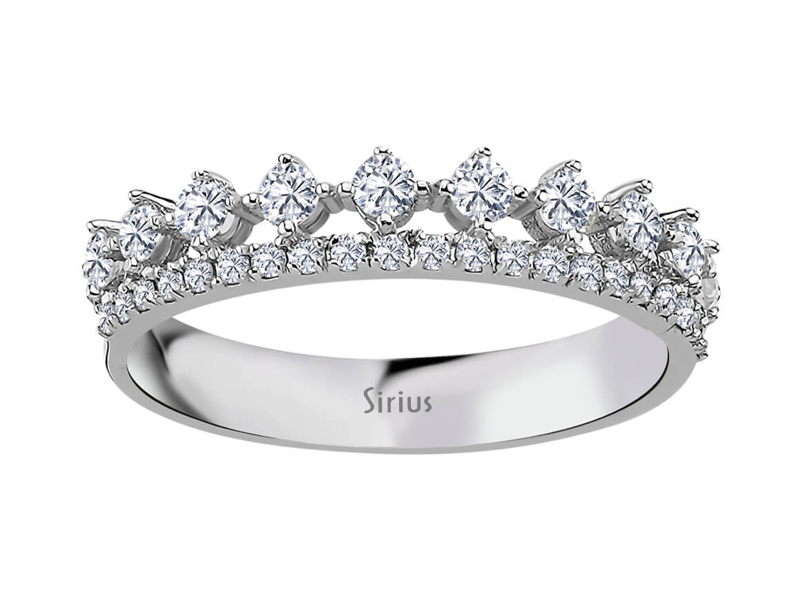 Bague demi-mémoire avec diamants de laboratoire en or blanc – double rangée
