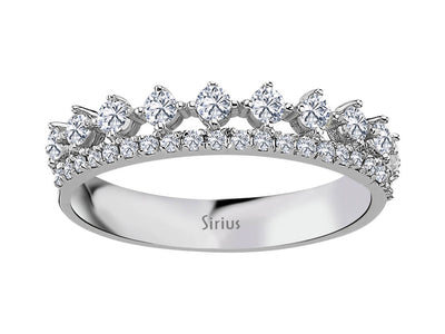 Bague demi-mémoire avec diamants de laboratoire en or blanc – double rangée