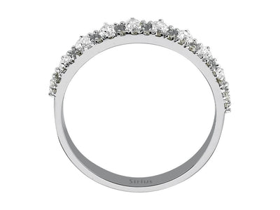 Bague demi-mémoire avec diamants de laboratoire en or blanc – double rangée
