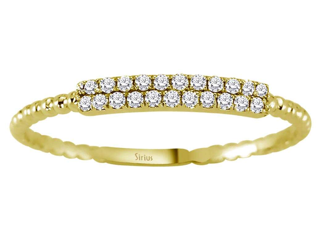 Gelbgold-Ring mit 22 Labordiamanten (0,11 ct) | 14K Doppelreihe - hochwertiger Schmuck von Rosy Lab Diamonds