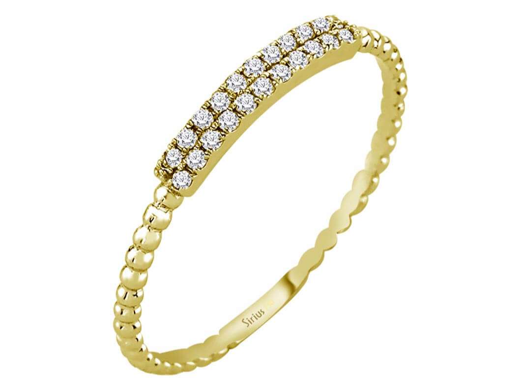 Gelbgold-Ring mit 22 Labordiamanten (0,11 ct) | 14K Doppelreihe - hochwertiger Schmuck von Rosy Lab Diamonds