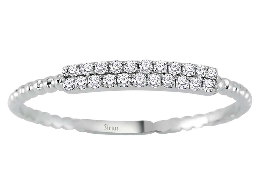 Weißgold-Ring mit 22 Labordiamanten (0,11 ct) | 14K Doppelreihe - hochwertiger Schmuck von Rosy Lab Diamonds