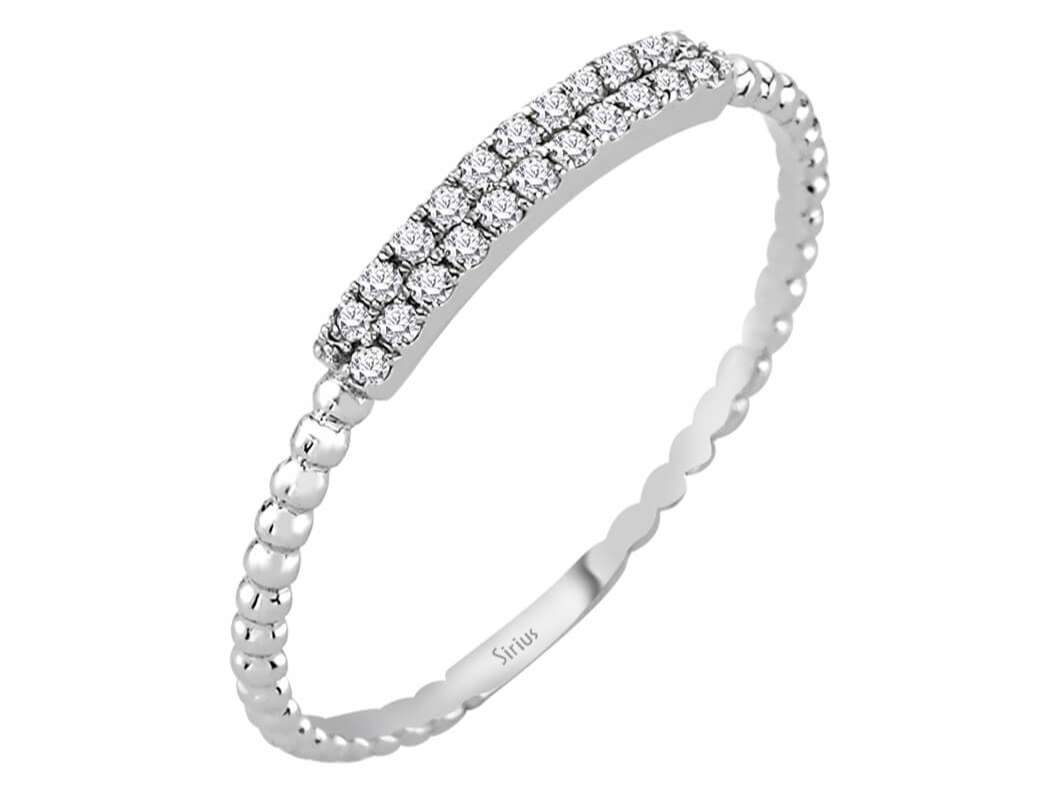 Weißgold-Ring mit 22 Labordiamanten (0,11 ct) | 14K Doppelreihe - hochwertiger Schmuck von Rosy Lab Diamonds