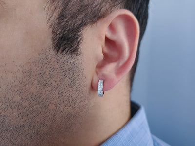Créoles avec 18 diamants de laboratoire 0,24 carat en or blanc 585