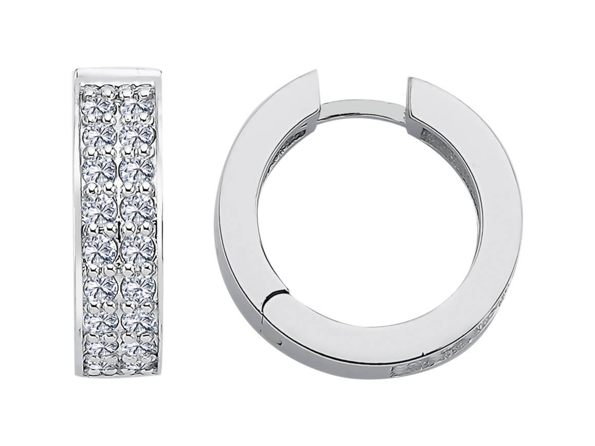 Créoles avec 36 diamants de laboratoire de 0,48 carat en Or Blanc 585, des Bijoux haut de gamme de Rosy Lab Diamonds
