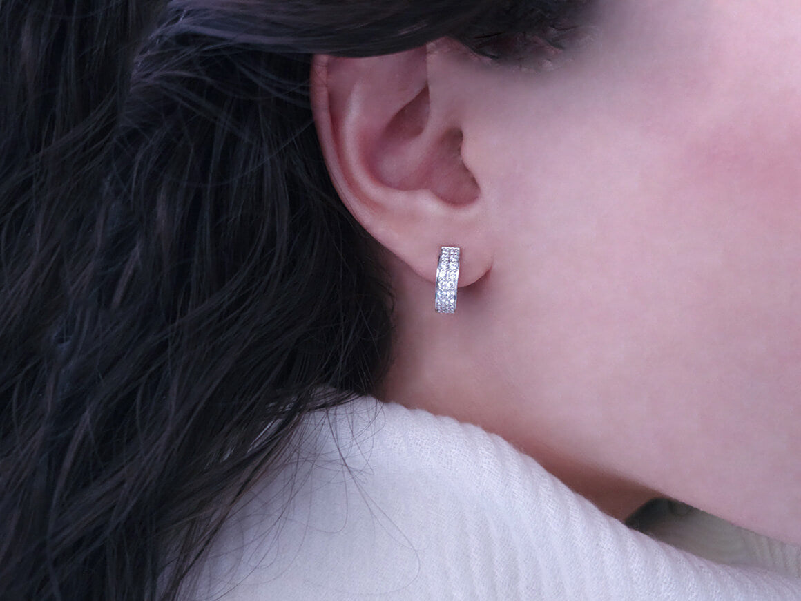 Créoles avec 36 diamants de laboratoire de 0,48 carat en Or Blanc 585, des Bijoux haut de gamme de Rosy Lab Diamonds