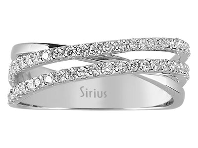 Eleganter Ring mit doppelter Reihe und 48 rund geschliffenen Labor-Diamanten, 0,56 Karat gesamt