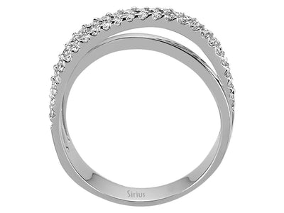 Eleganter Ring mit doppelter Reihe und 48 rund geschliffenen Labor-Diamanten, 0,56 Karat gesamt