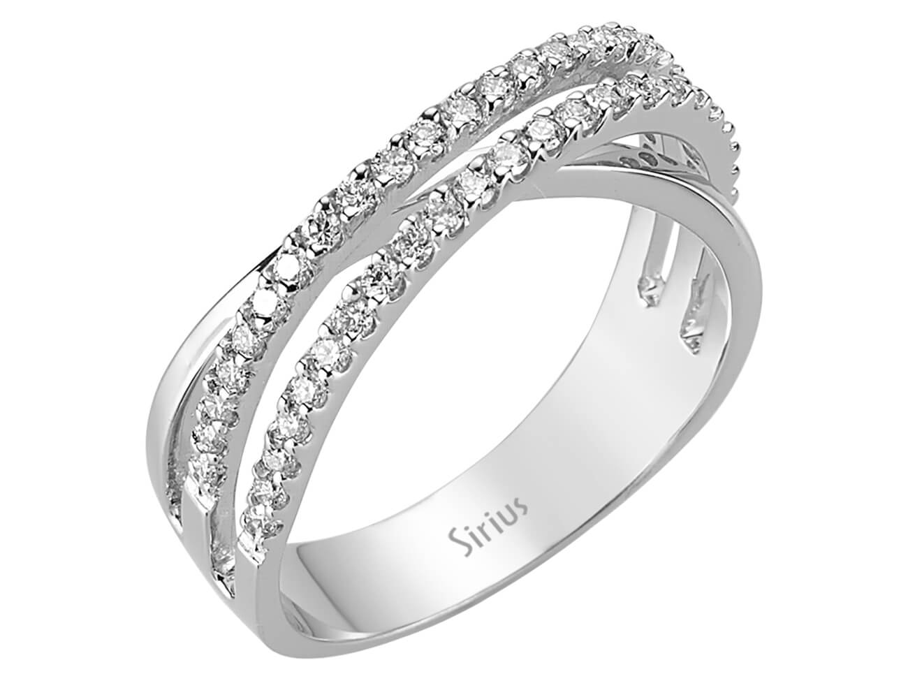 Eleganter Ring mit doppelter Reihe und 48 rund geschliffenen Labor-Diamanten, 0,56 Karat gesamt