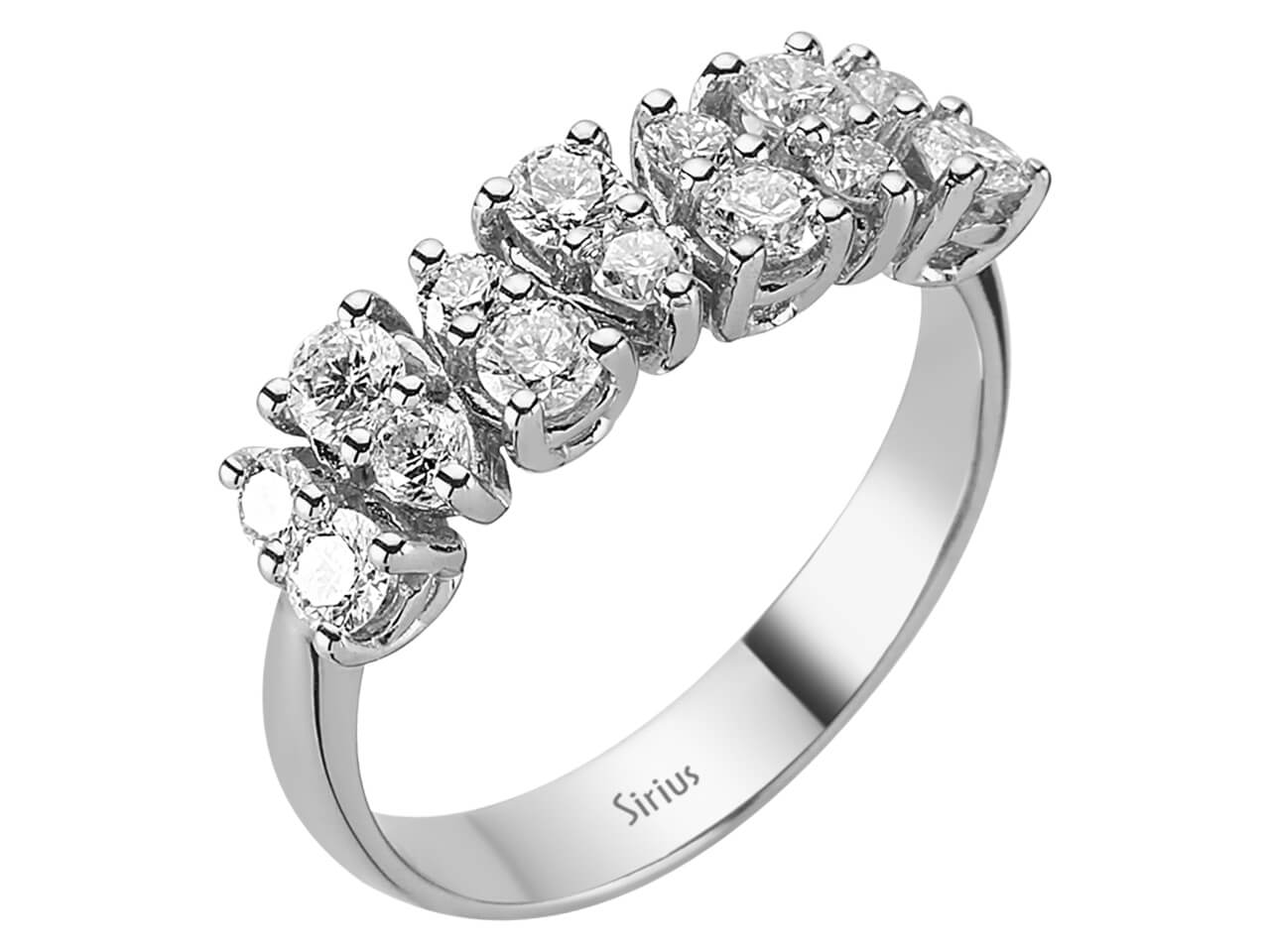 Doppelreihenring aus 14K Weißgold mit Labor-Diamanten – 0,98 ct
