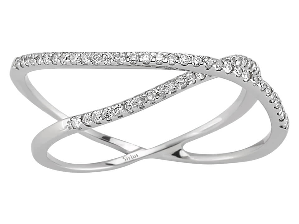 Eleganter Kosmischer Ring mit zwei Reihen von 56 laborgezüchteten Diamanten