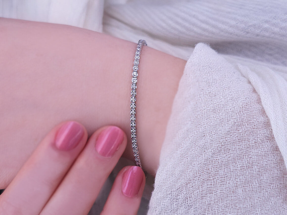 Coruscus-Armband mit 63 lab-grown Diamanten in 14K Weißgold | 23B0011 - hochwertiger Schmuck von Rosy Lab Diamonds