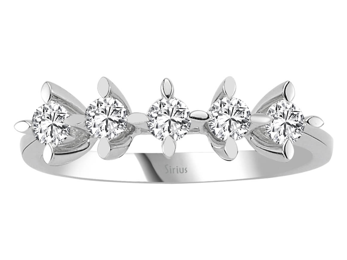 Weißgold-Ring mit 5 laborgezüchteten Diamanten 0,40 Karat
