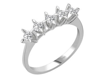 Weißgold-Ring mit 5 laborgezüchteten Diamanten 0,40 Karat