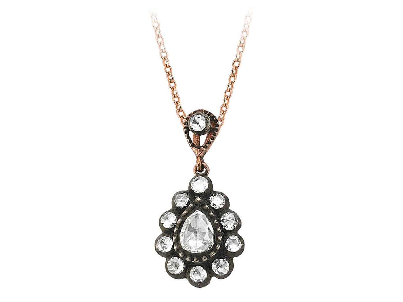 Vintage Halskette mit lab-grown Diamanten | Tropfenform & Roségold - hochwertiger Schmuck von Rosy Lab Diamonds