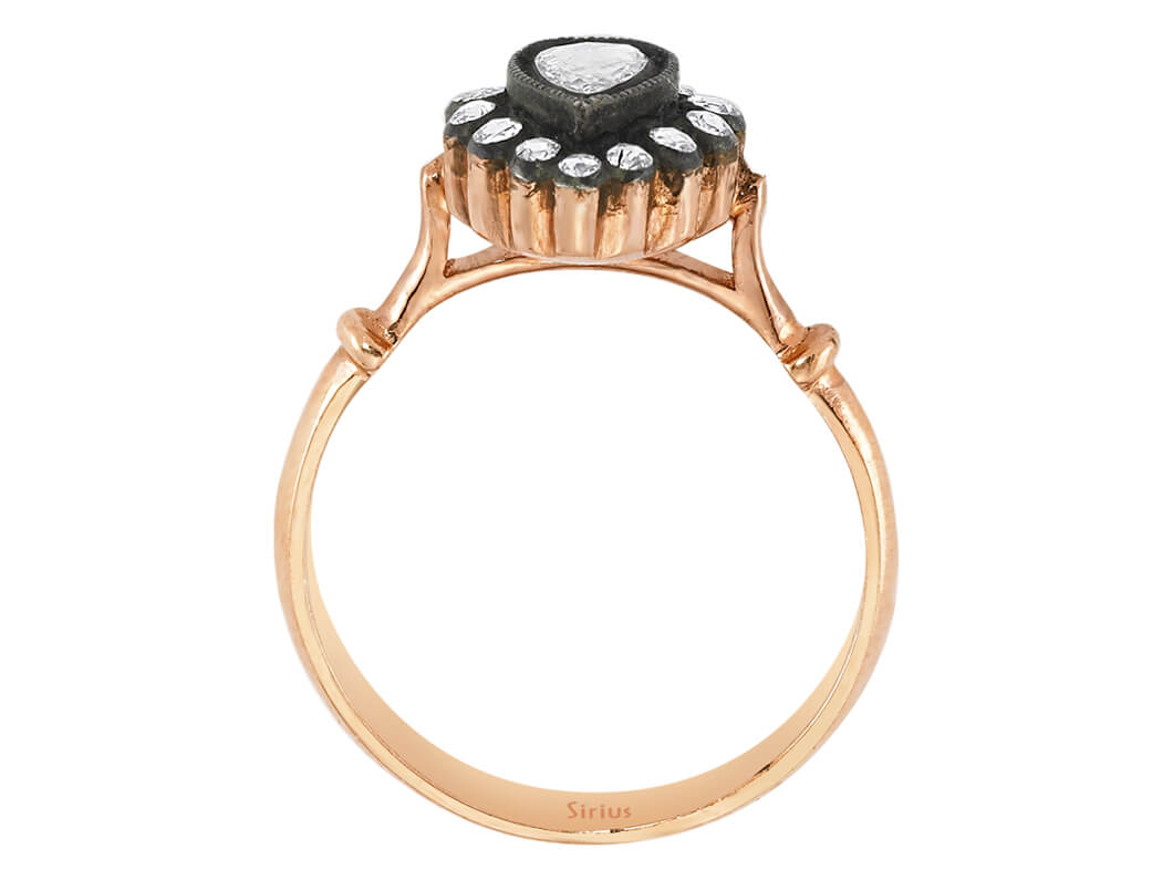 Tropfen-Ring mit Elmas im Roségold-Antikstil | 8K & Labordiamanten – hochwertiger Schmuck von Rosy Lab Diamonds