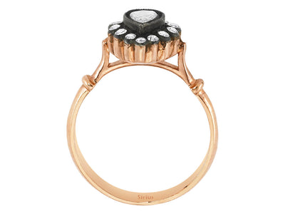 Tropfenförmiger Roségold-Ring mit Elmas im Antikstil