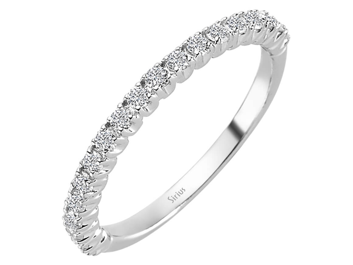 14K Weißgold Ring mit 19 Diamanten, rund, 0,32 Karat