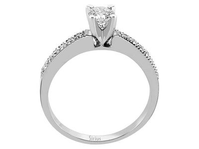 Weißgold-Ring mit 0,36 Karat Hauptdiamant und 12 kleineren laborgezüchteten Diamanten