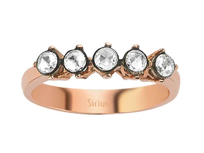 Feiner Roségold-Ring mit 5 runden Elmas-Steinen – Minimalistisches Design – 80R0005