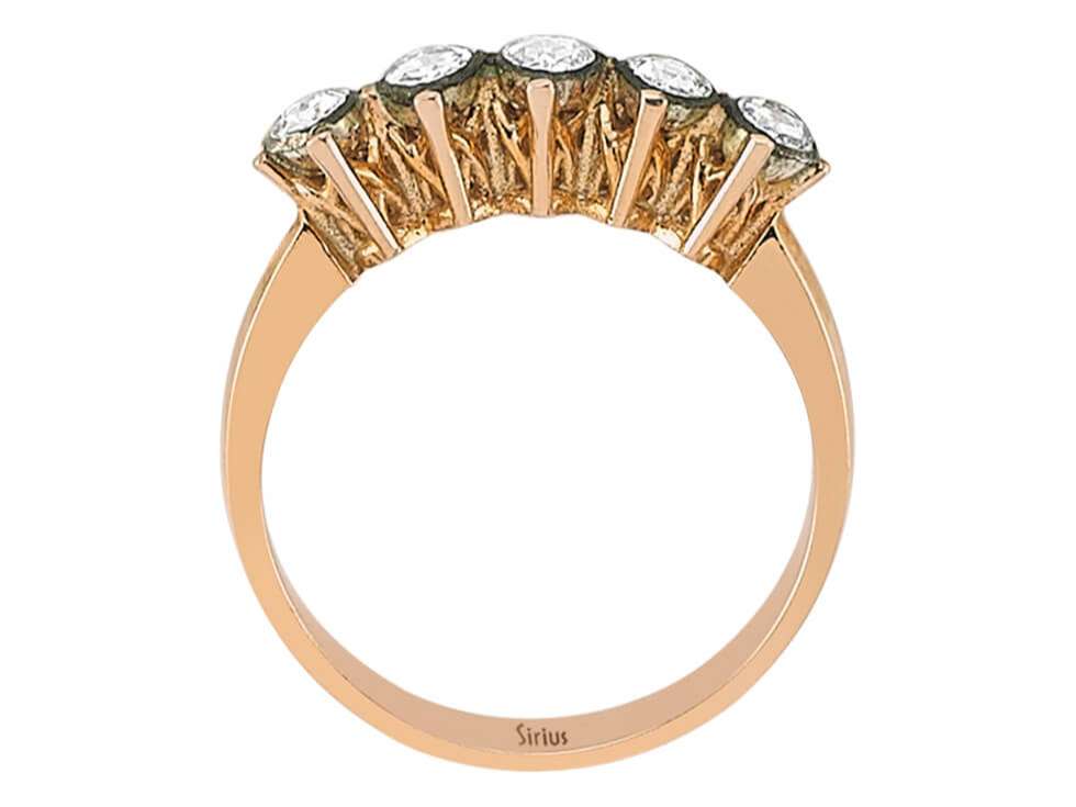 Feiner Roségold-Ring mit 5 runden Elmas-Steinen – Minimalistisches Design – 80R0005