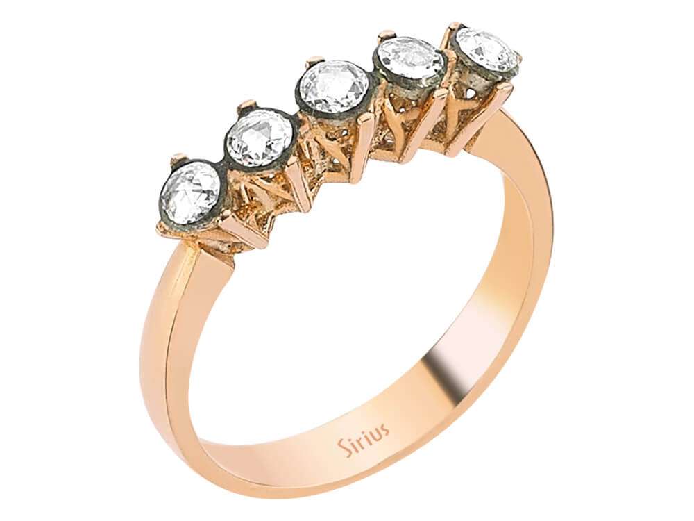 Feiner Roségold-Ring mit 5 runden Elmas-Steinen – Minimalistisches Design – 80R0005