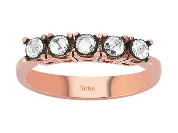 5 Elmaslı Rose Altın Yüzük - Sade ve Zarif - 80R0006 - Rosy Lab Diamonds'tan yüksek kaliteli Mücevher