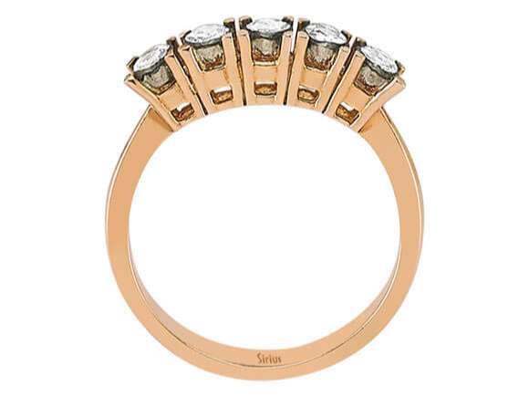 5 Elmaslı Rose Altın Yüzük - Sade ve Zarif - 80R0006 - Rosy Lab Diamonds'tan yüksek kaliteli Mücevher