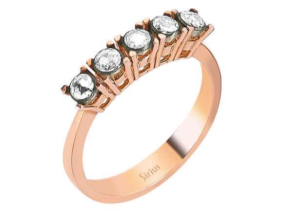 5 Elmaslı Rose Altın Yüzük - Sade ve Zarif - 80R0006 - Rosy Lab Diamonds'tan yüksek kaliteli Mücevher
