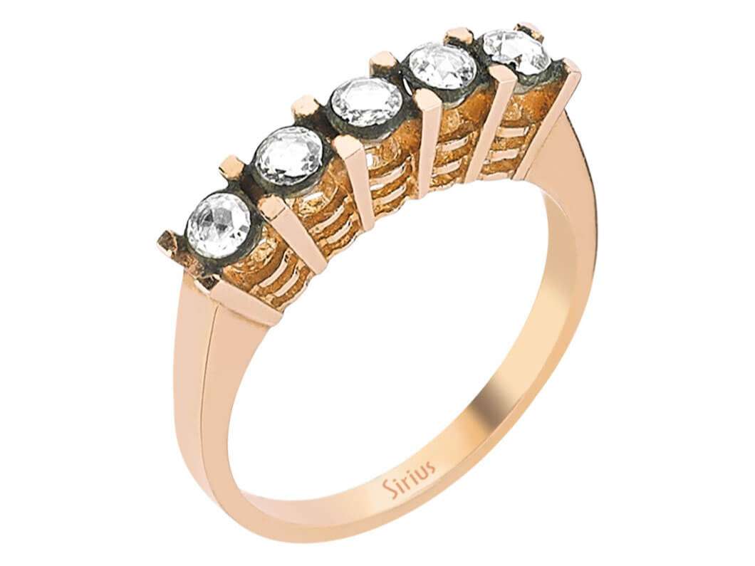 خاتم ذهب وردي مع 5 ماسات - تصميم كلاسيكي - 80R0007 - مجوهرات عالية الجودة من Rosy Lab Diamonds
