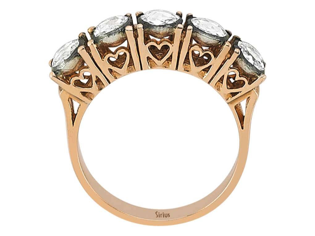 Roségold-Ring mit 5 runden Elmas-Steinen – Klassischer Fünfstein-Stil – 80R0008