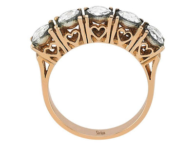 Roségold-Ring mit 5 runden Elmas-Steinen – Klassischer Fünfstein-Stil – 80R0008