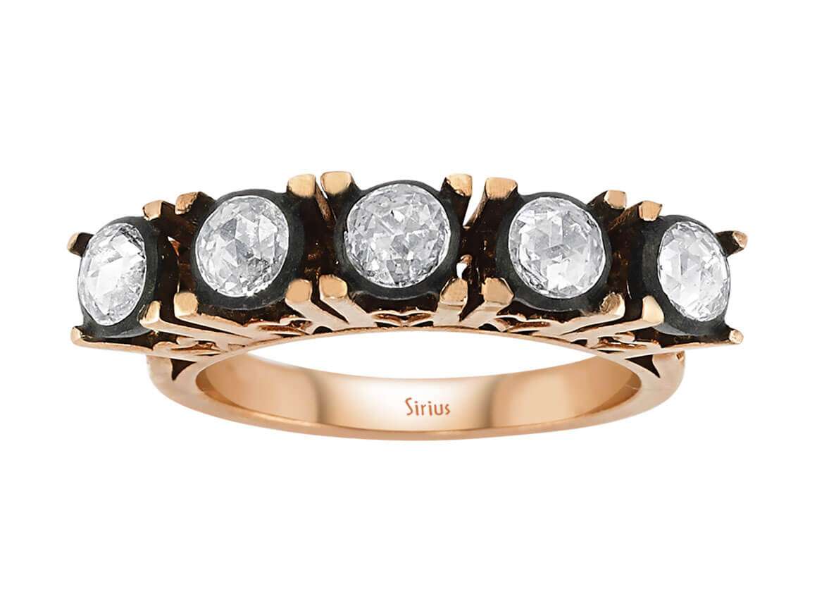5 laboratuvar elmaslı antika tarzı Rose Altın yüzük | 8K Elmas Sonsuzluk yüzüğü - Rosy Lab Diamonds’tan yüksek kaliteli Mücevher