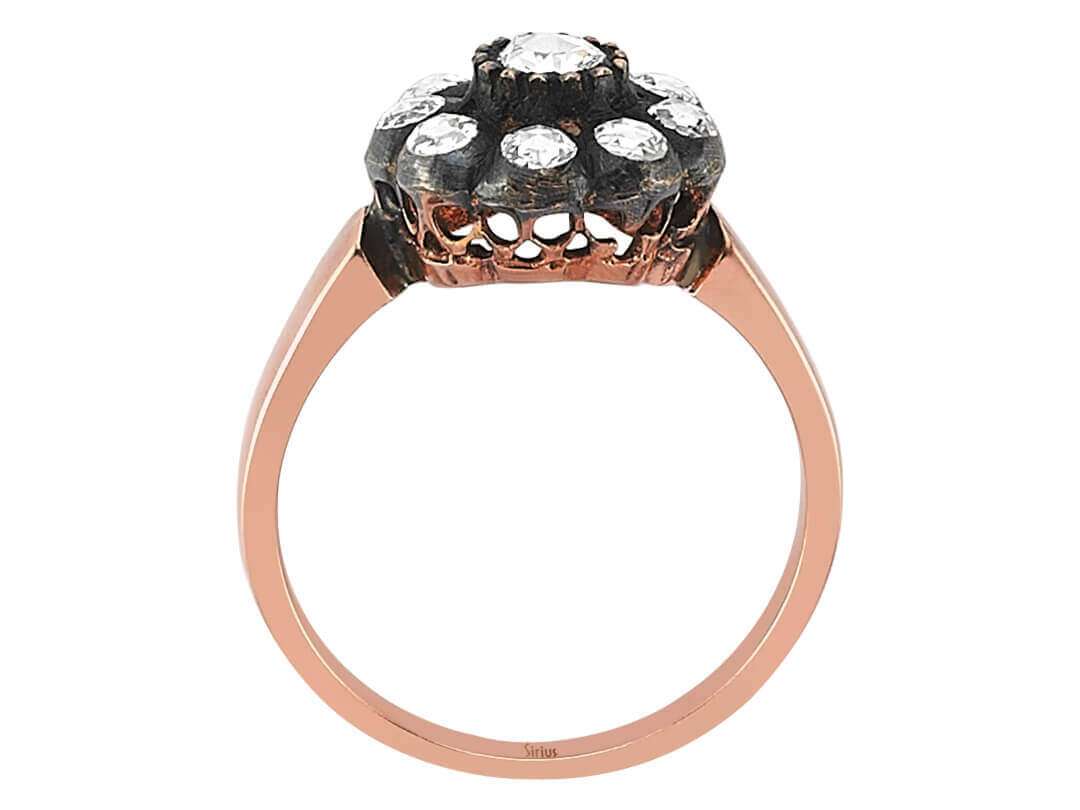 10 Elmaslı Rose Altın Yüzük - Klasik Çiçek Deseni - 80R0009 - Rosy Lab Diamonds’tan yüksek kaliteli Mücevher
