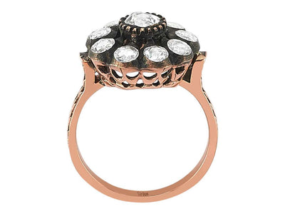 Roségold-Ring mit 10 runden Elmas-Steinen im Blumenmuster – 80R0010