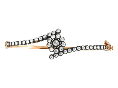 Antique hinged bracelet with 1.43 ct diamonds – 8K rose gold