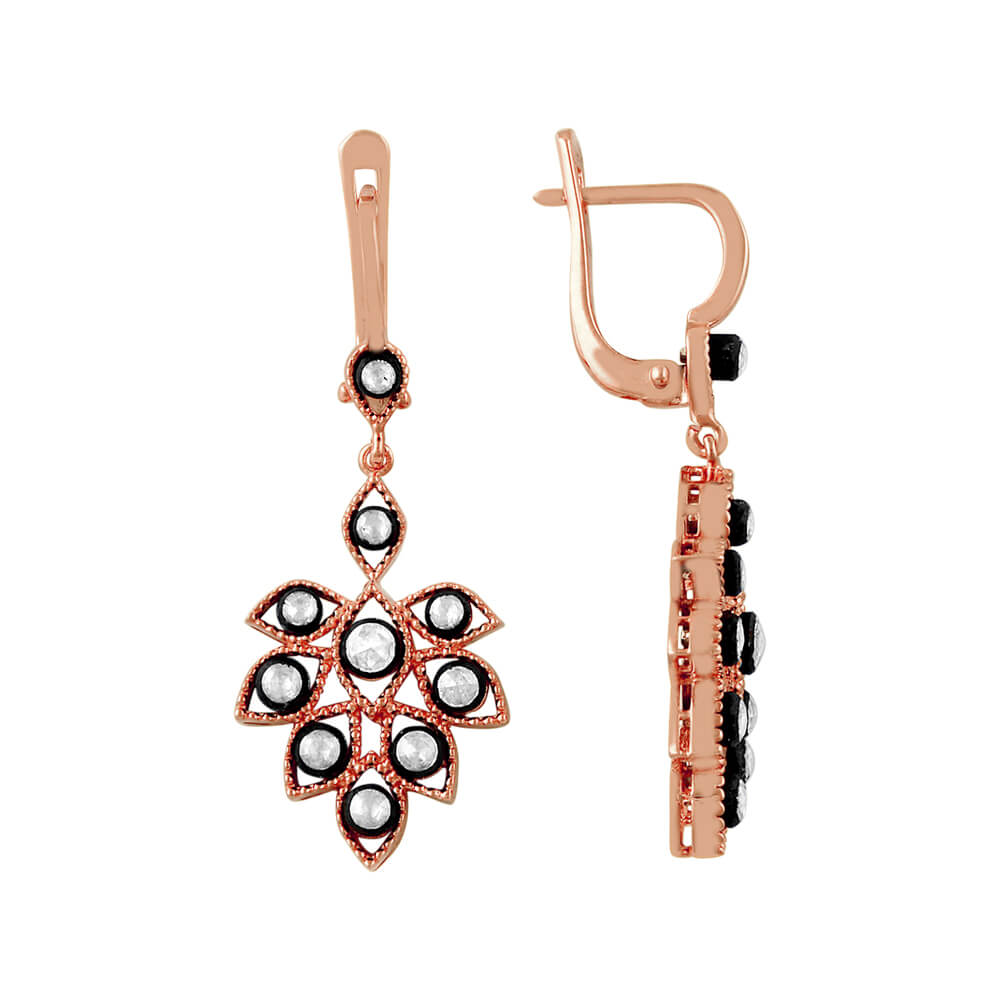 Elegant Salkim earrings with 20 diamond stones in rose gold