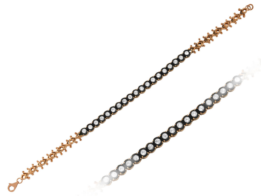Classic diamond tennis bracelet with 0.96 ct – 8K rose gold