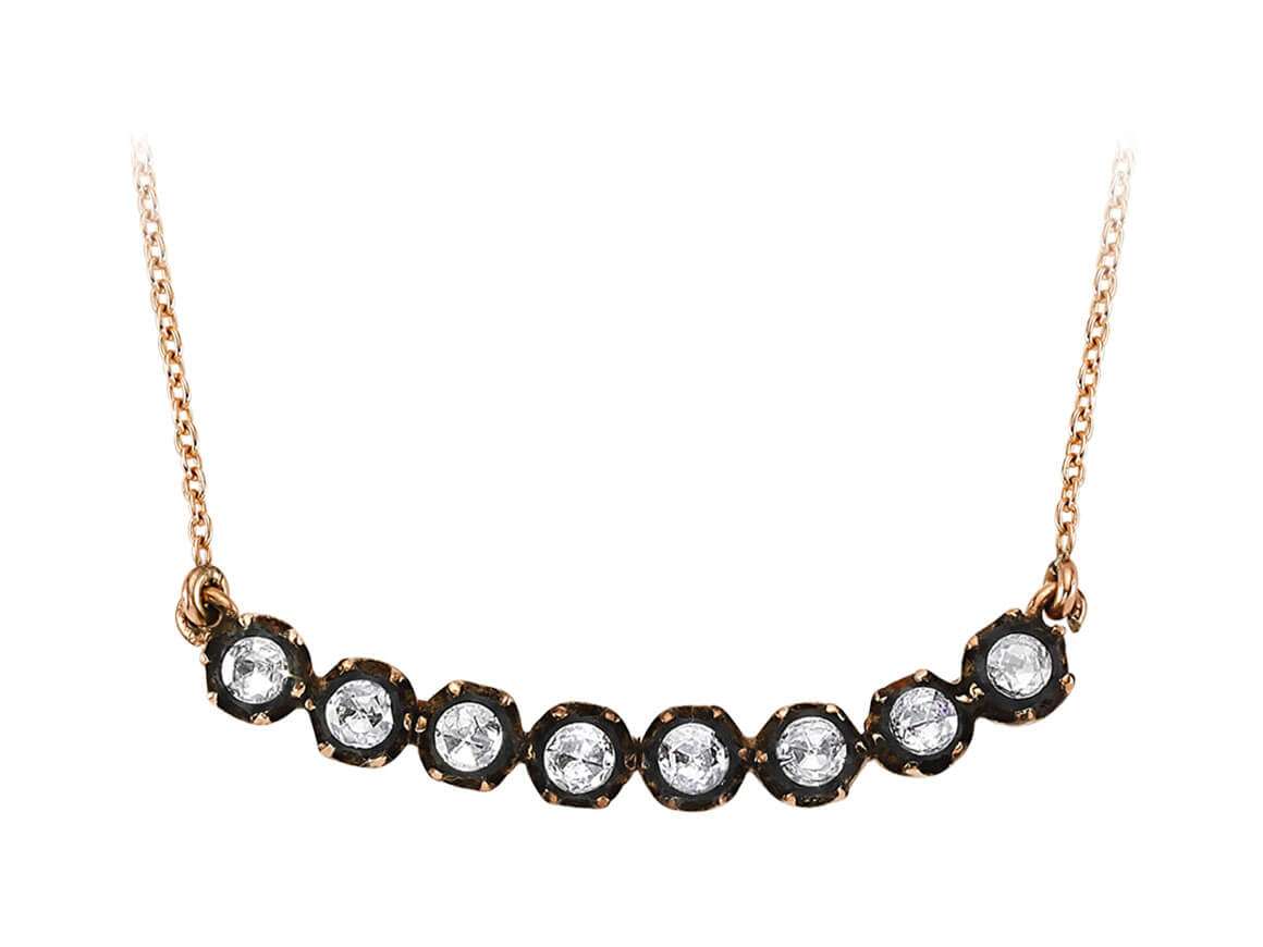 8 Yuvarlak Kesim Laboratuvar Pırlantalı Rose Altın Sıralı Kolye | 82P0016 - Rosy Lab Diamonds’tan yüksek kaliteli Mücevher