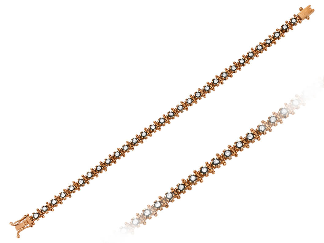 Fine Elmas-Su Road Bracelet with 0.96 ct – 8K Rose Gold