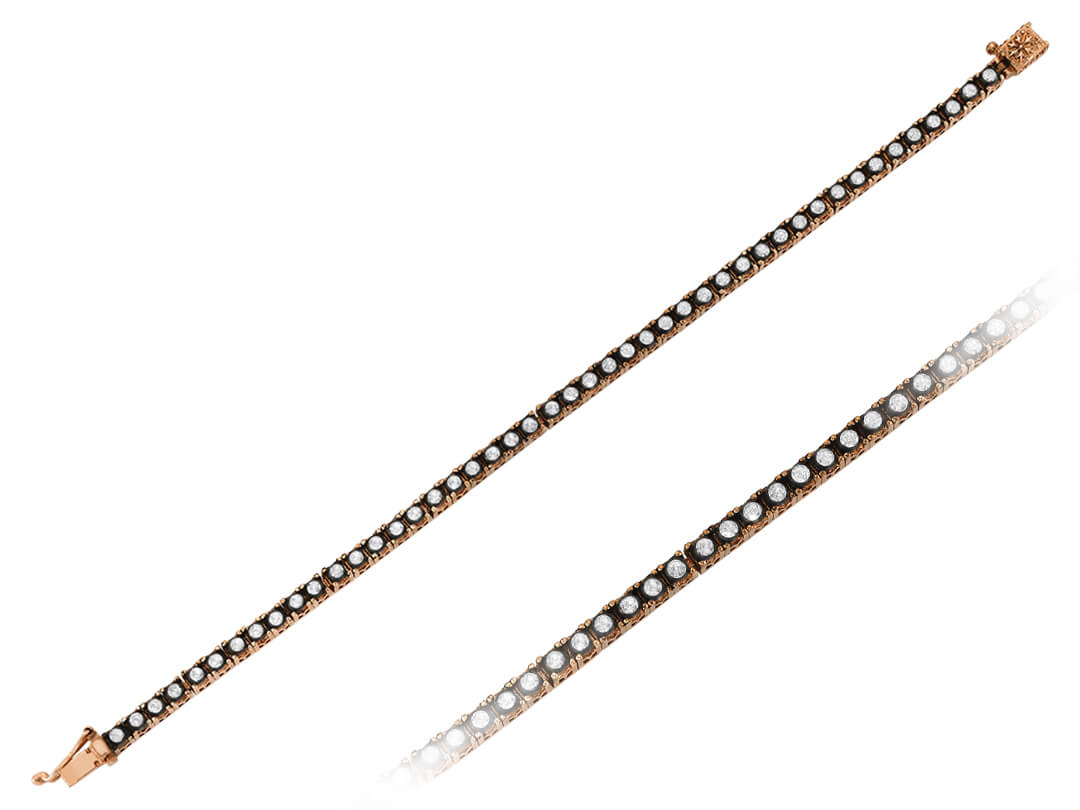 سوار بطابع طريق الألماس من Rosy Lab Diamonds مع ألماسات بوزن 1,48 قيراطًا - ذهب وردي عيار 8 قيراط | 82B0004 - مجوهرات عالية الجودة